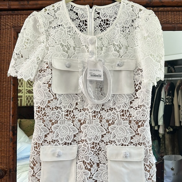 NWT Self Portrait White Lace Dress, 12 - Picture 3 of 4